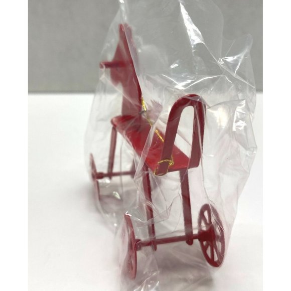 Red Horse Christmas Tree Ornament Vintage Rolling Metal Toy Taiwan 2.5 Inch - Picture 5 of 5